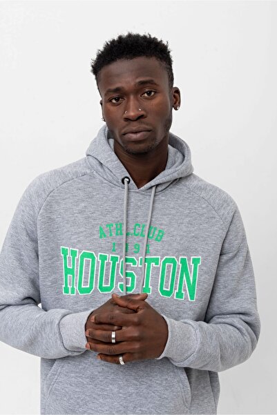 Be Muse Unisex Gri Kapüşonlu Houston Sweatshirt
