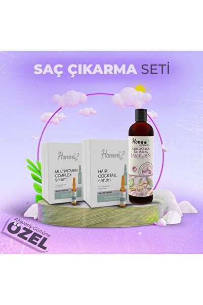 hommlife 11.11 Özel Saç Çıkarma Seti Multivitamin Serum 12 × 2 + Saç Cocktail...
