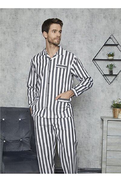 Hande's House Set de pijamale Gaffur cu mâneci lungi și nasturi în față pentru bărbați