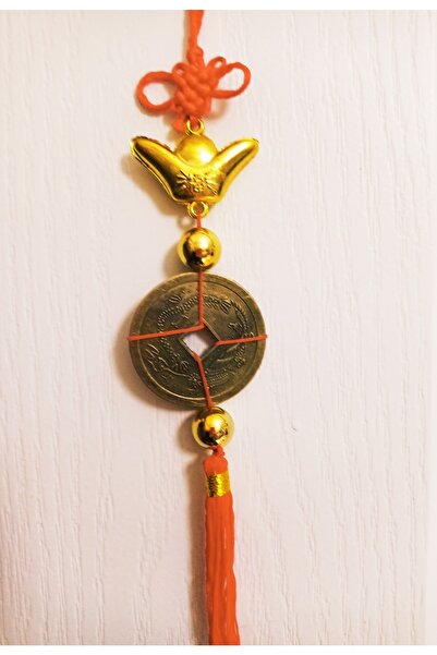 PİRAMİGO Feng Shui Gold Ingot Ve Büyük Para Kırmızı Düğüm Çin Zenginlik Imgeleri