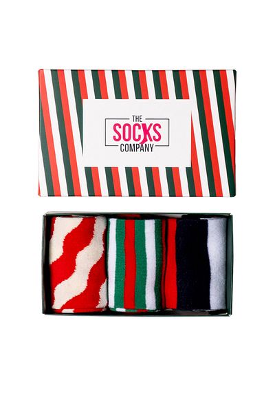The Socks Company Комплект дамски чорапи с коледни райета от 3 части