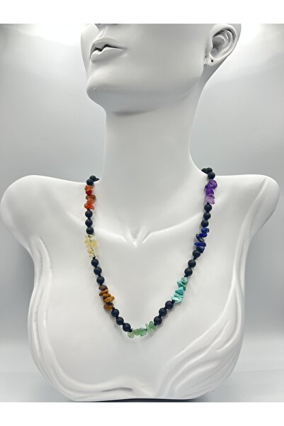 GÜMÜŞTEL EL SANATLARI Certified Natural Stone 7 Chakra Onyx Stone Design Neck...