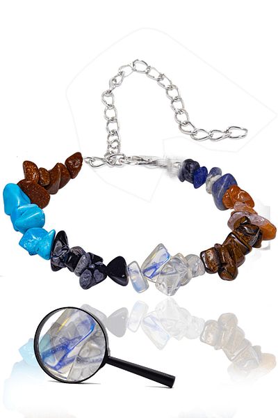 Tesbih Atölyesi Certified Meditation 7 Chakra Natural Stone Bracelet - Jasper Turquoise Lapis Obsidian Agate Moonstone