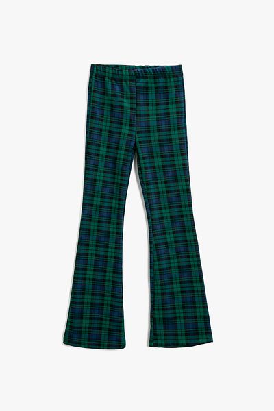 Koton Grüne karierte Jeans für Mädchen 3WKG40257AK