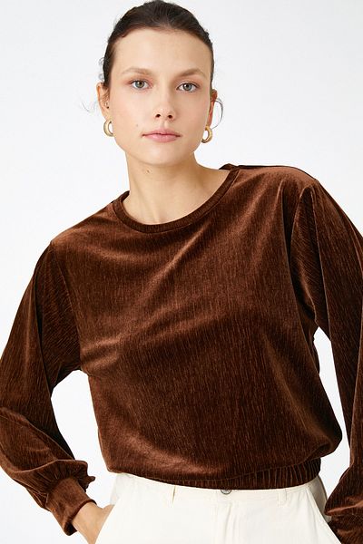 Koton Blúzka s dlhým rukávom Velvet Brown L