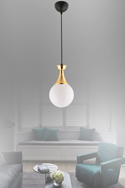 GYK LİGHT Minel Tekli Siyaha Gold Detaylı Avize