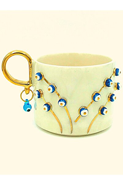 SeraSelin 24 Ayar Altın Işlemeli Hayat Ağacı Kabartmalı, El Yapımı Mug, 200 ml