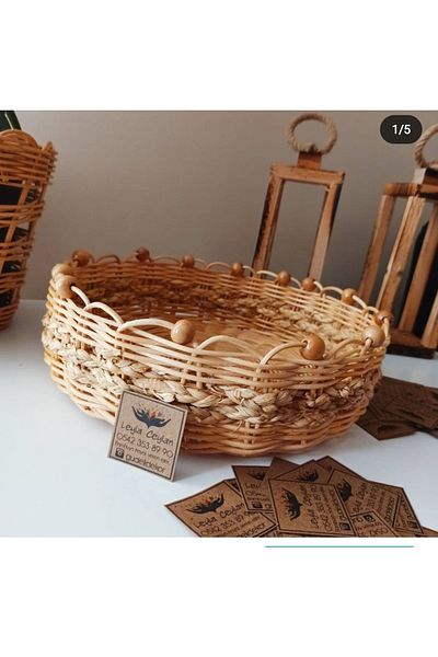gudelidekor Wicker Bamboo Rattan Organizer Basket 25x8