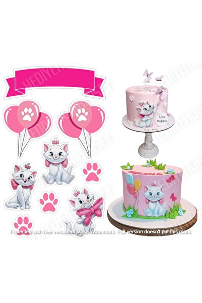 hediyehobihersey Miss Cat Resimli Yenilebilir Pasta Üstü Şeker Kağıdı Baskısı...
