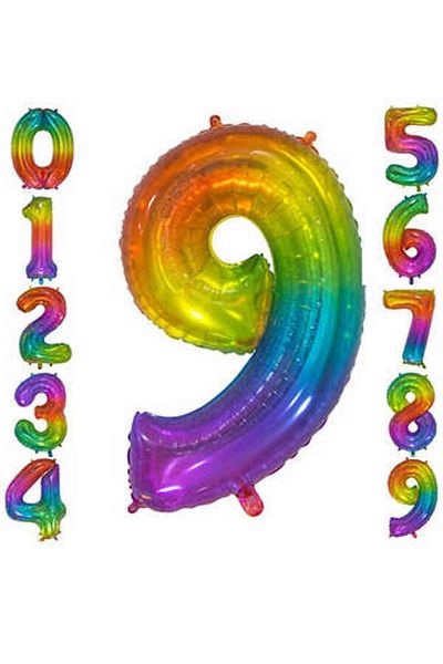 hediyeofisi Rainbow Concept Balloon 9 Figures Balloon 1 Meter Large Size