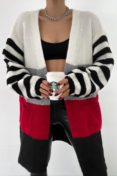 FEMELLE Cardigan din tricotaje de mărime standard, multicoloră, noul sezon pentru femei