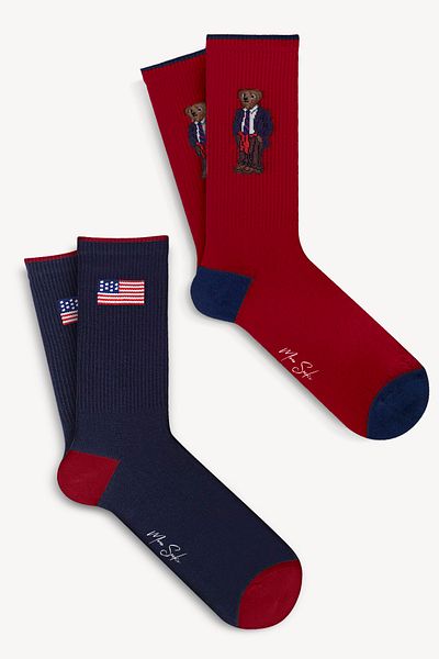 Mono Socks Pack of 2 Teddy Bear Tennis Socks