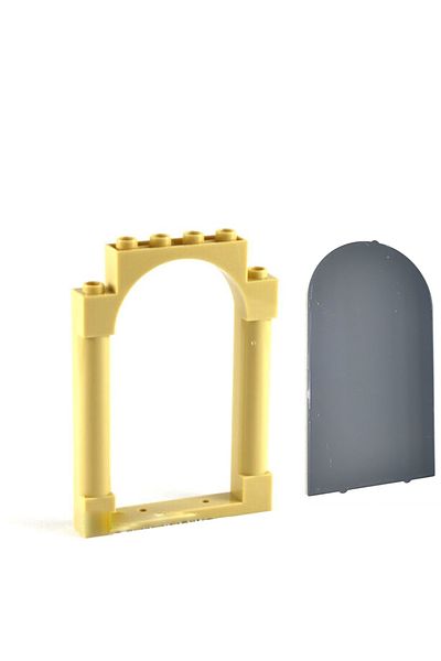 LEGO Original Accessory Custom 1 X 6 X 7 Dark Gray Glass Tan Large Column Door 2 Pieces Will Be Sent
