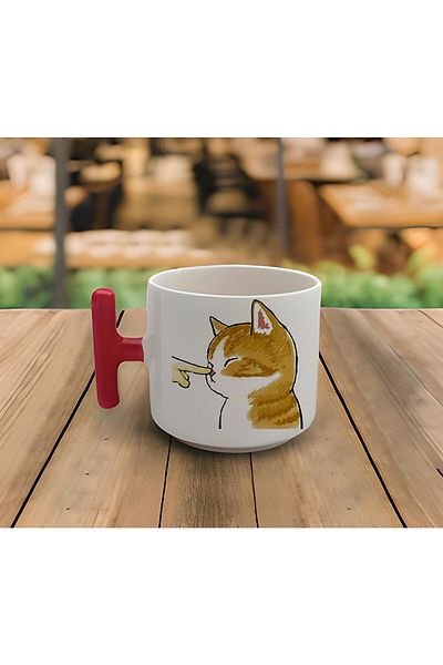 RHG Art Latte & Espresso Handmade Naughty Cute Kittens Printed T Handle Mug 200 Ml