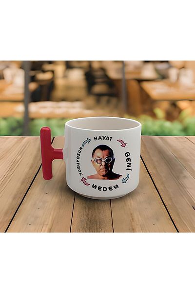 RHG Art Latte & Espresso Handmade Serdar Ortaç Motto Red T Handle Mug 200 Ml