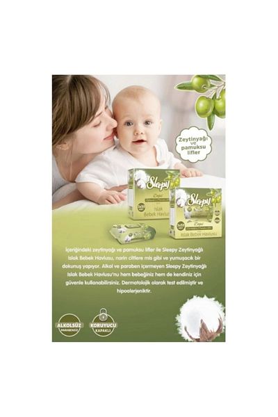 Sleepy Olive Oil Wet Towels 90 Pieces X 3 Pack - 270 Sheets