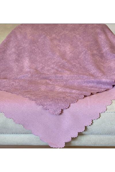 POYRAZ Lila Nubuk Damarlı Çift Taraflı Şönil Çekyat Koltuk Örtüsü Şalı