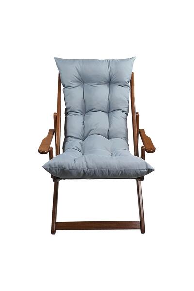 Bysay Ahşap Bahçe Takımı Katlanır Kollu Şezlong 3 Lü Set (CEVİZ-GRİ)