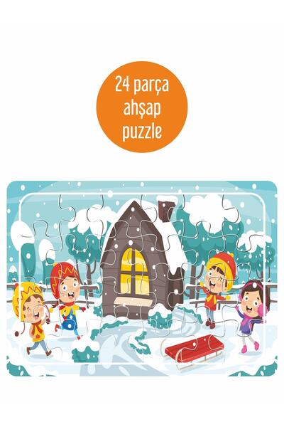 LİPYOS Kışın Karda Oyun 24 Parça Ahşap Puzzle