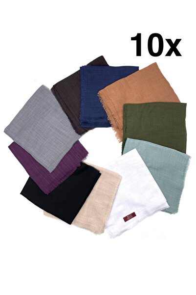 nazipek Flamlı 10'lu Paket Dağıtmalık Pamuklu Yazma Eşarp 100x100cm