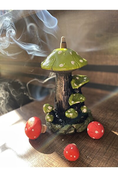 mryevdekorasyon Yeşil Mantar Model Tütsülük Buhurdanlık Geri Akış Şelale Sera...