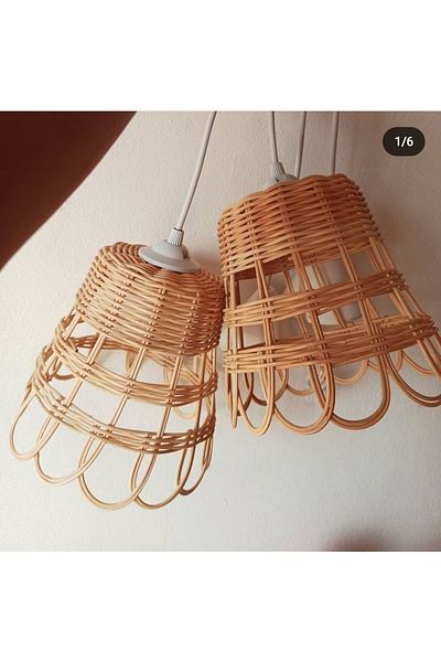 gudelidekor Wicker Bamboo Rattan Chandelier Single