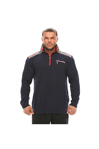 Big Sam Navy Blue Zippered Sweatshirt 4663