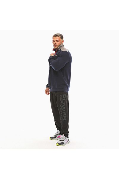 Big Sam Navy Blue Zippered Sweatshirt 4663