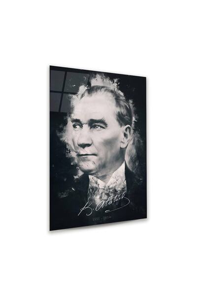 Genel Markalar Atatürk Silüeti Dikey Cam Tablo