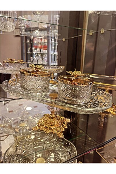 Paşabahçe مجموعة تايمليس المكونة من 3 قطع - 1 عصا مع قدم، 2 قطعة وعاء فراشة مع غطاء