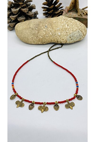 Porsuk Alternatif قلادة مصنوعة يدويًا من الخرز الرملي البوهيمي الهبي الأصيل م...