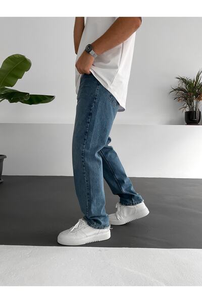 MENOFOURSWEAR Сині джинси-баггі з розрізами на штанинах