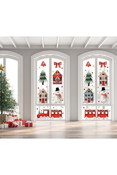 WALLHUMAN Šarene staklene i zidne nalepnice sa božićnom tematikom, stilski i ...
