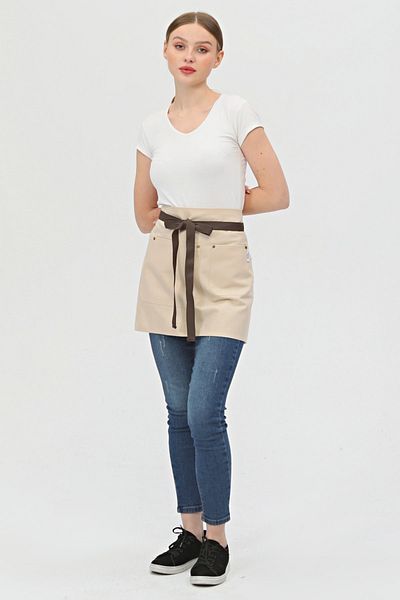 Monki Haus مقهى، باريستا، مصفف شعر، نادل، بائع زهور، مريلة مطبخ، مقاومة للبقع، مريلة نصف قصيرة