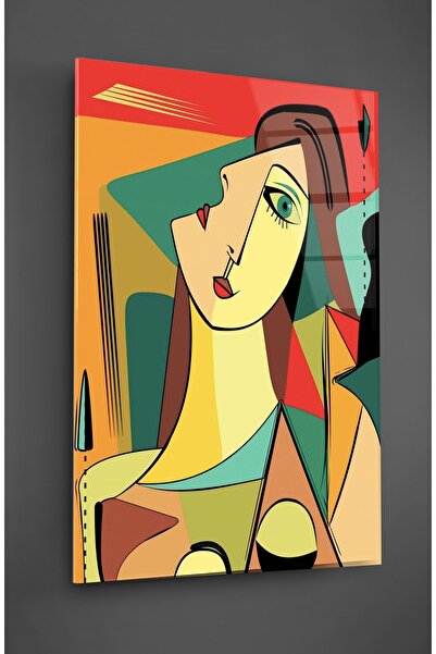 TAULART Pictură pe sticlă pentru femei în stil Picasso -Femeie colorată-