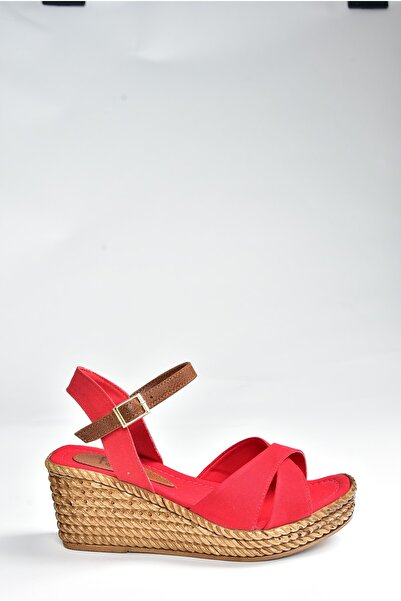 Fox Shoes Kırmızı Kadın Dolgu Topuklu Ayakkabı 9674040205