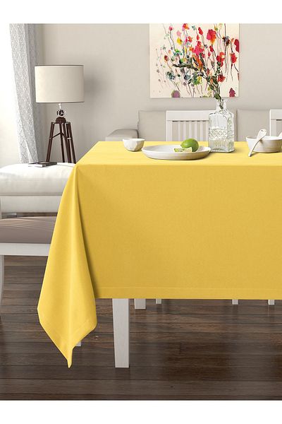 Pastel Indian Yellow Tablecloth Velvet Textured Stain Resistant