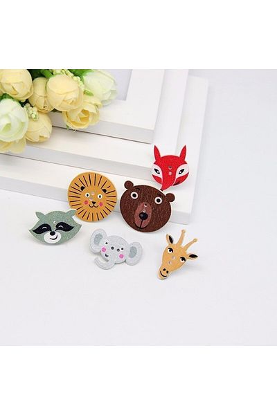 Bluoklight 10 Pieces Animal Wooden Decorative Style Pattern Crafts Accessory Garment Button