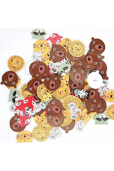 Bluoklight 10 Pieces Animal Wooden Decorative Style Pattern Crafts Accessory Garment Button
