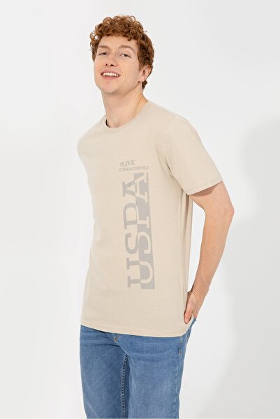 U.S. Polo Assn. Μπεζ ανδρικό μπλουζάκι