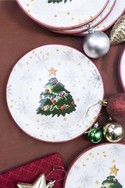 M'art Home New Year Series 6-Piece Round Cake Plate