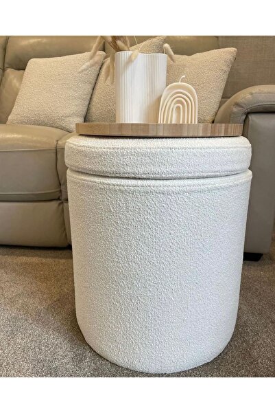 hoom concept Lens Sandıklı Teddy Puf, Beyaz