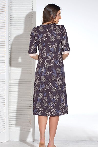 Sevim Kadın Çiçekli Truvakar Kol Gecelik