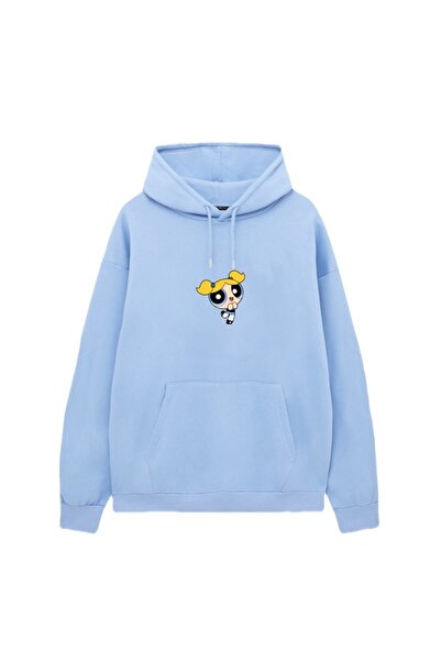 VENHENA سويت شيرت بقلنسوة أزرق للأطفال من Powerpuff Girls Bubbles - هوديي