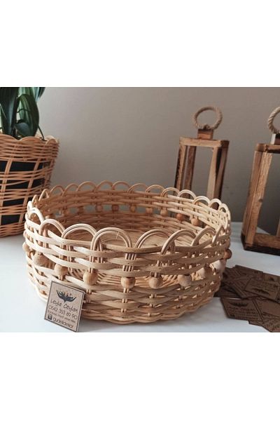 gudelidekor Wicker Bamboo Rattan Organizer Multi-Purpose Basket 27x10 Cm