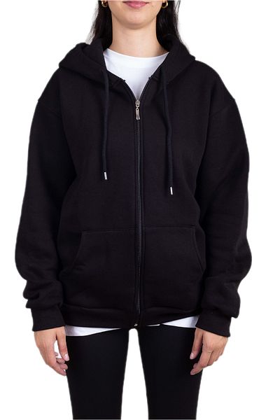Pure Co. Μαύρο Unisex Unprinted Basic φούτερ με κουκούλα με φερμουάρ