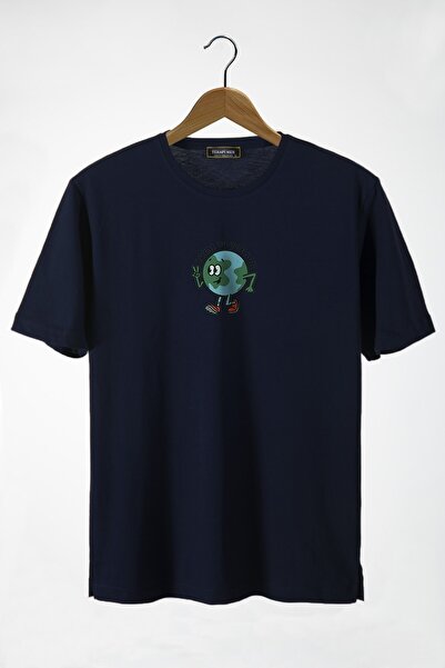 Terapi Men Tricou supradimensionat unisex bleumarin cu decolteu rotund cu imp...