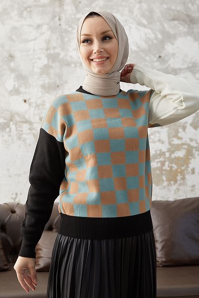 InStyle Pulover din tricotaje cu model carouri pătrate Monsa - mentă