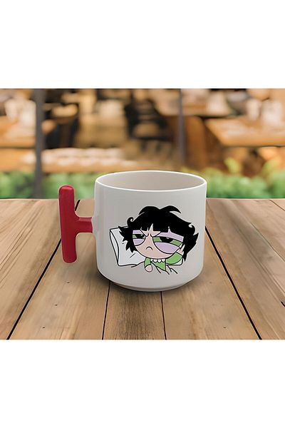 RHG Art Latte & Espresso Powerpuff Girls Buttercup Red T Handle Mug 200 ml