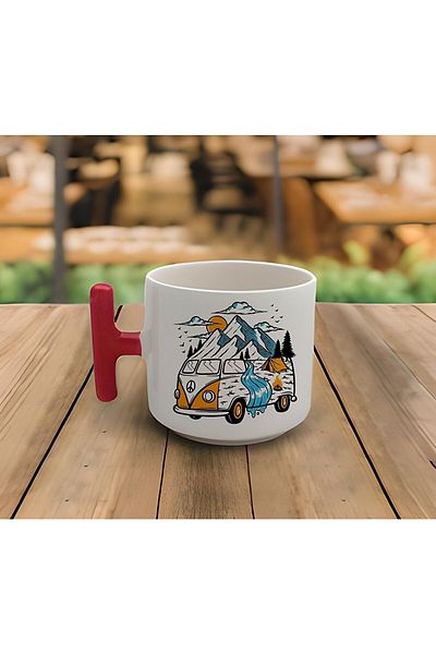 RHG Art Latte & Espresso Handmade Caravan Printed T Handle Mug 200 Ml